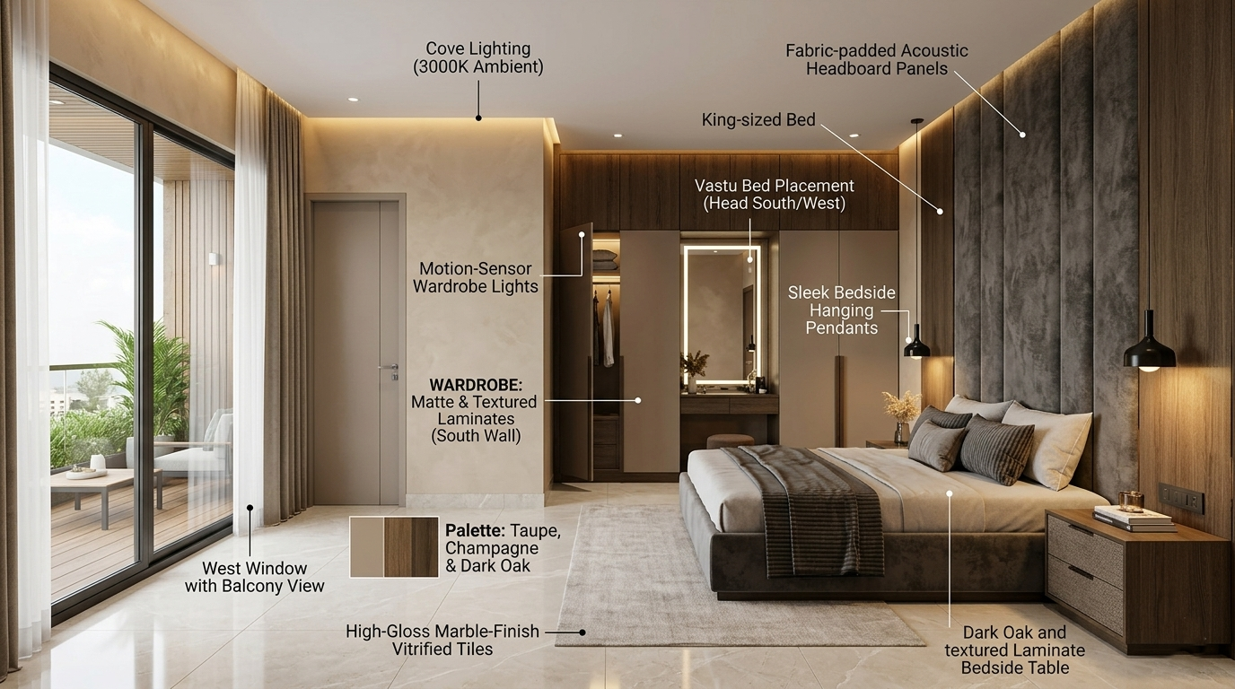 Casagrand Evon Master Bedroom Interior Design