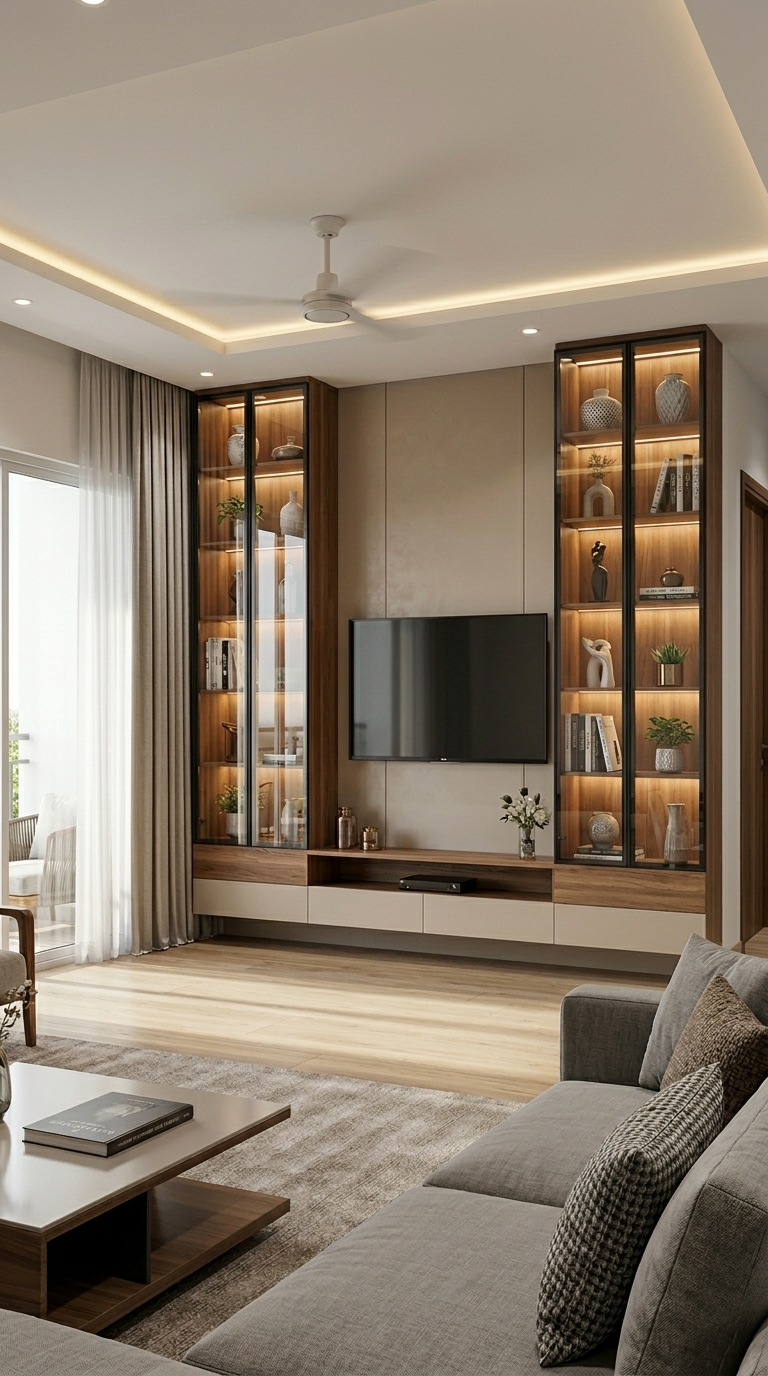 Glass Display TV Unit Design
