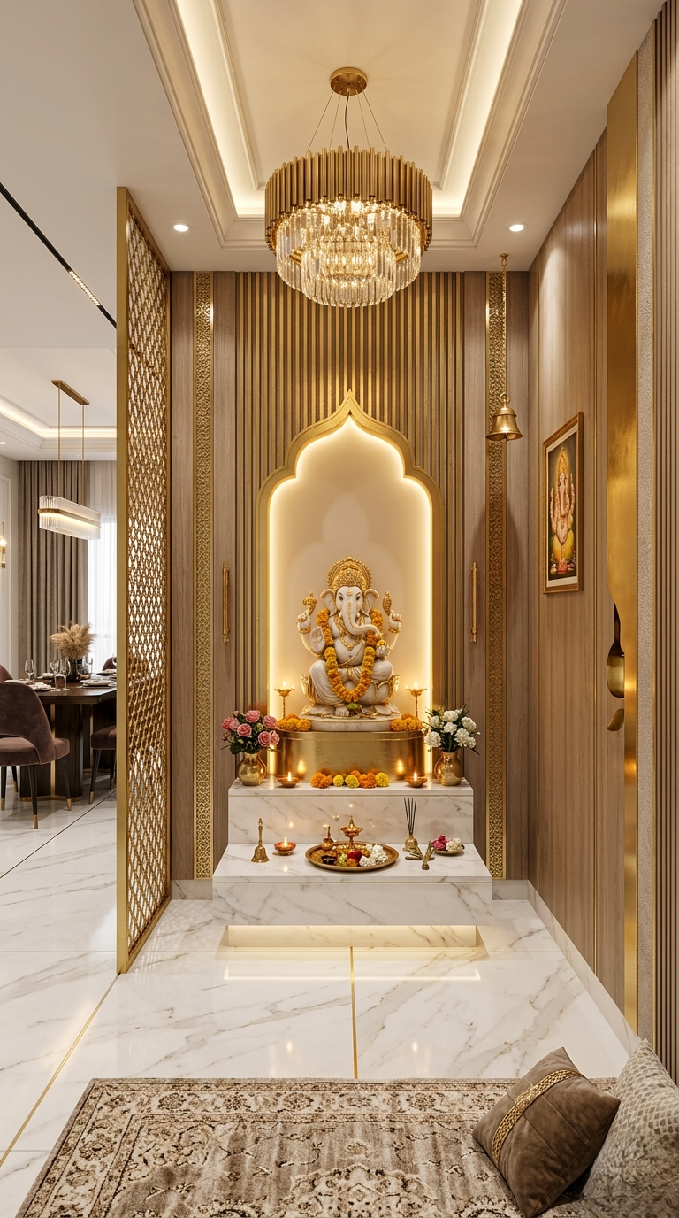 Luxury Backlit Pooja Room