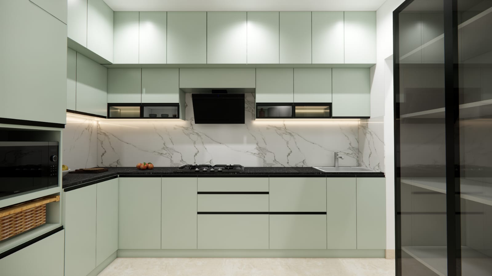 L Shaped Modular Kitchen