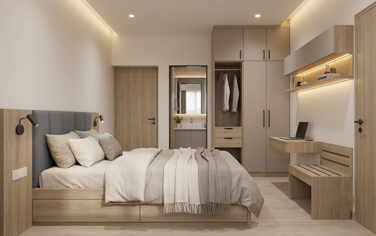 Praneeth Pranav Grove Park Guest BedRoom Interior Design