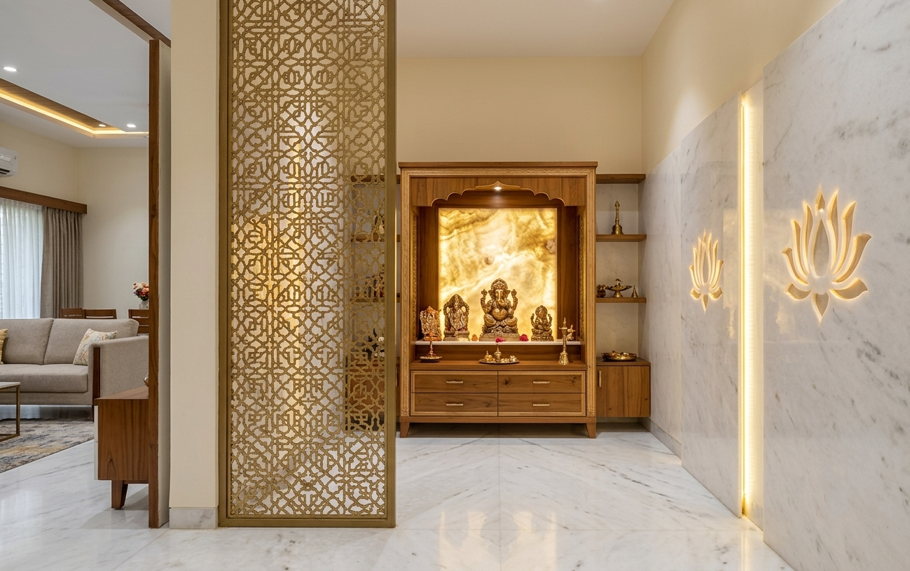 Praneeth Pranav Grove Park Pooja Room Interior Design