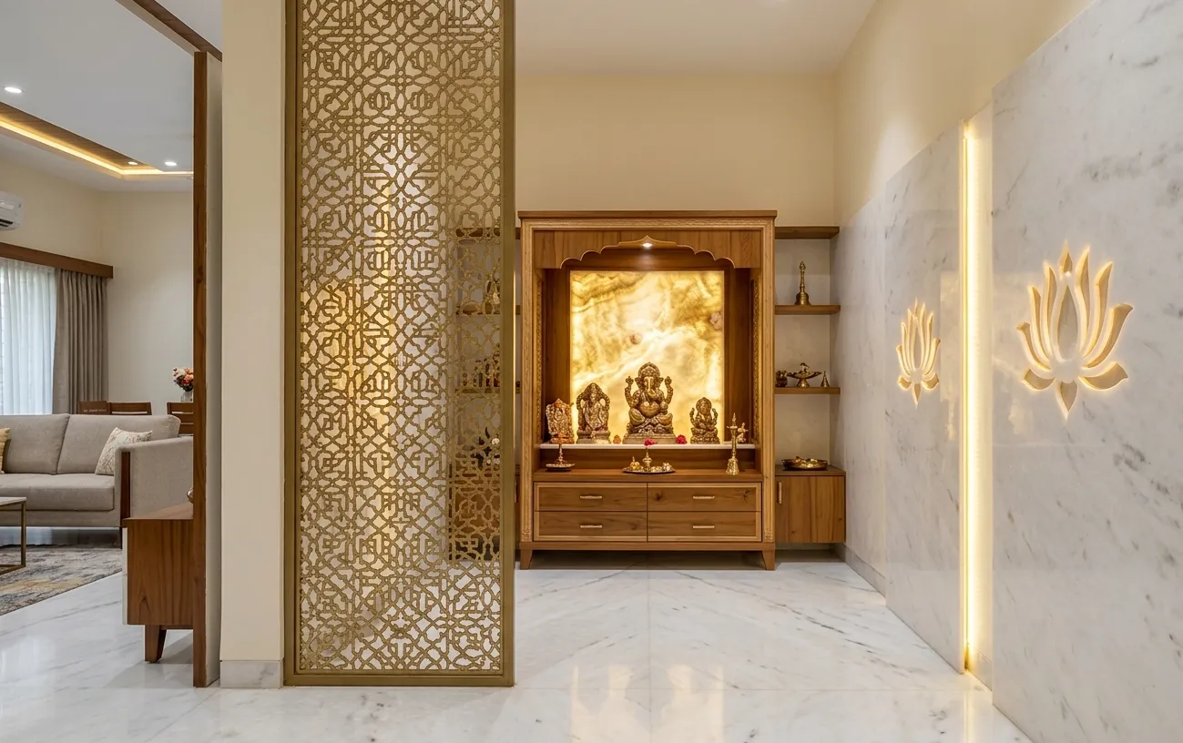Praneeth Pranav Grove Park Pooja Room Interior Design