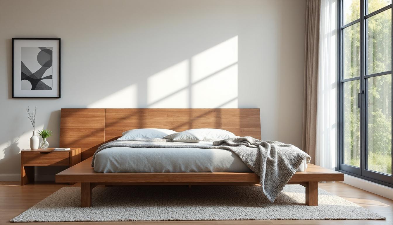 1. Contemporary Wooden Platform Bed