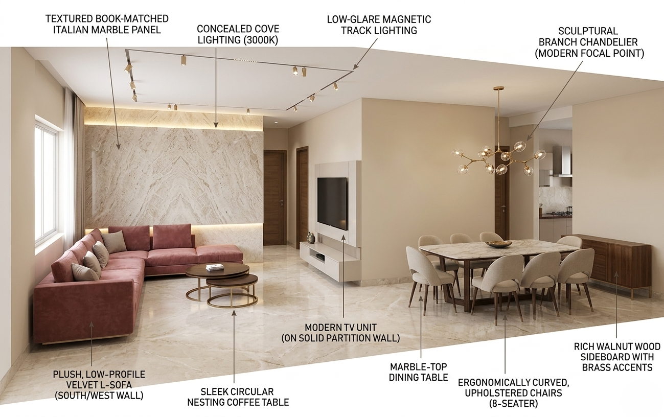 Drawing & Dining Room Interior Design