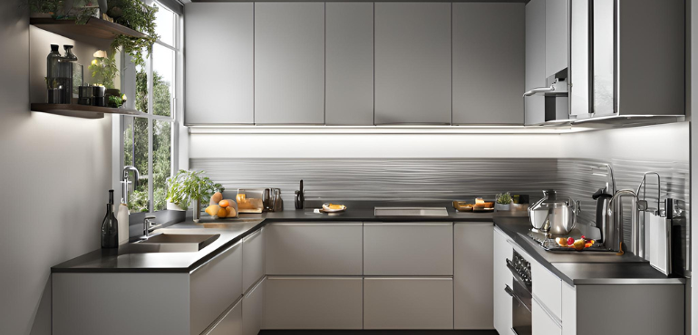 2. L-Shaped Aluminium Kitchen