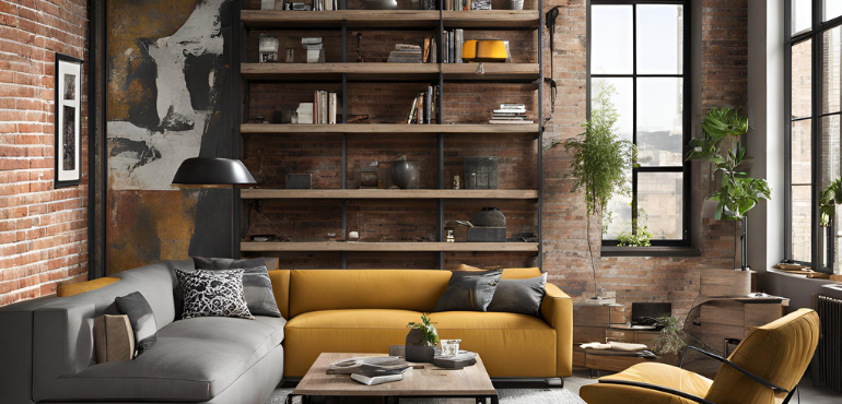4. Industrial Chic Living Room