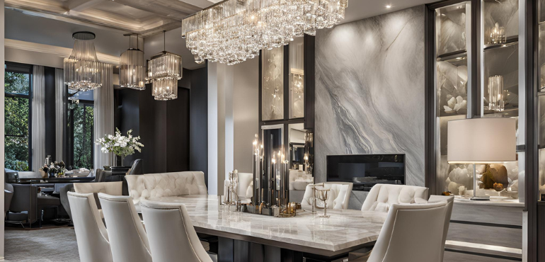 3. Luxury Dining Room with Statement Lighting
