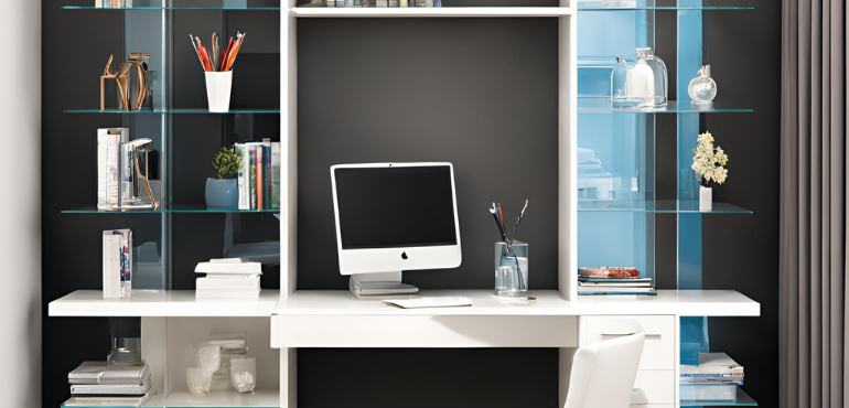 5. Contemporary Study Unit with Glass Shelves