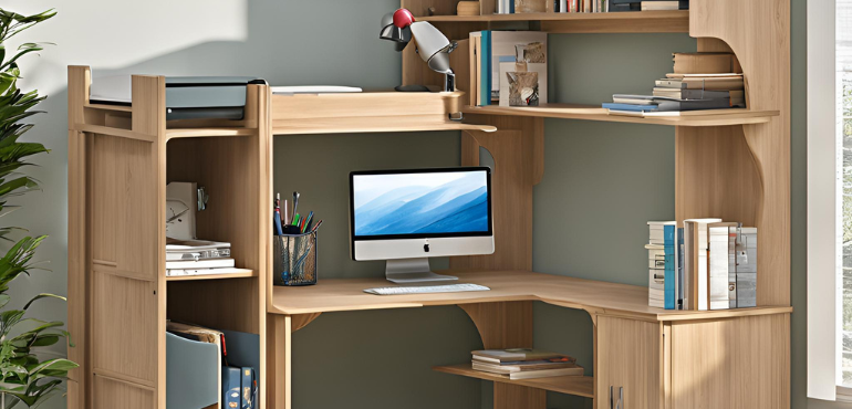 3. L-Shaped Study Unit with Extended Desk