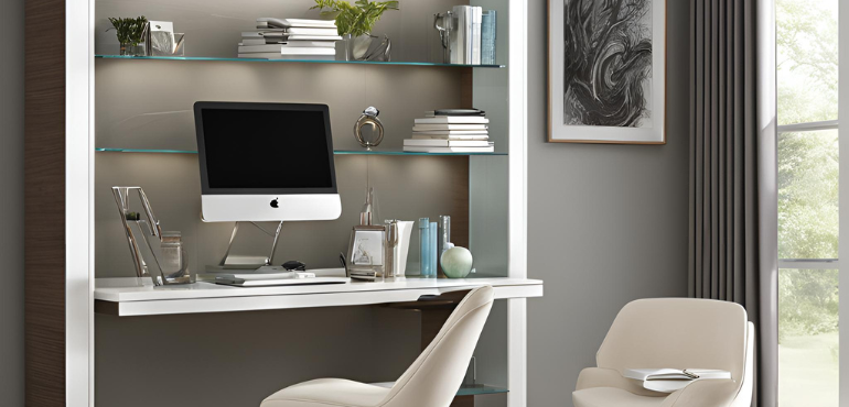 5. Contemporary Study Unit with Glass Shelves