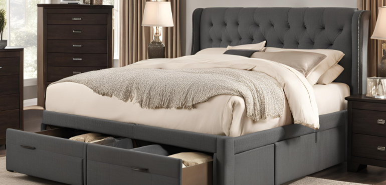 2. Upholstered King-Size Bed with Storage