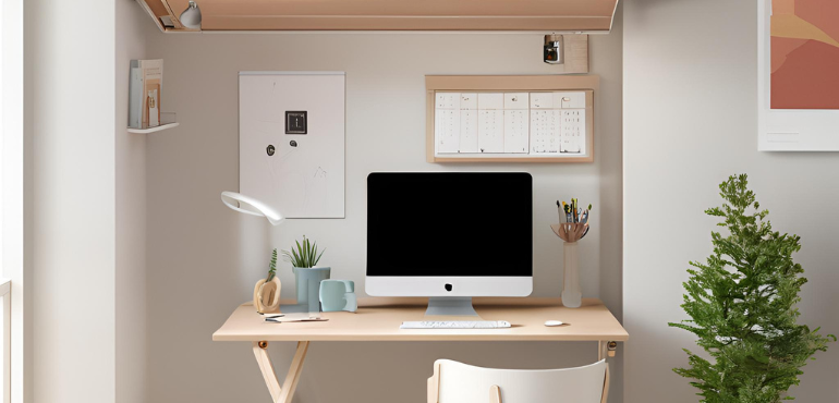 4. Compact Home Office with Foldable Furniture